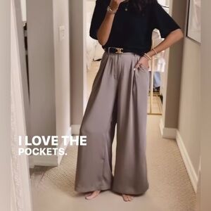 Tronjori wide leg trousers pants mocha small short petite